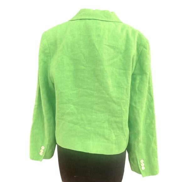 Vtg Citrus Green Linen Button Front Minimalist Feminine Jacket 12 - Picture 4 of 5